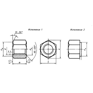 Гайка шестигранная высокая, класс точности А ГОСТ 15524-70 - фото - 1